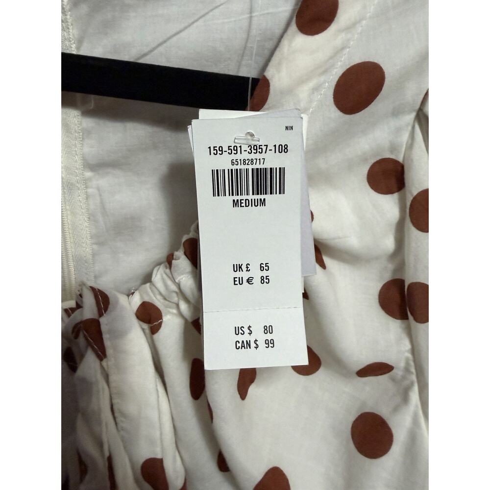 Abercrombie & Fitch Dress Size Medium NWT Mini White & Brown Polka Dot MSRP $80 - Picture 3 of 7